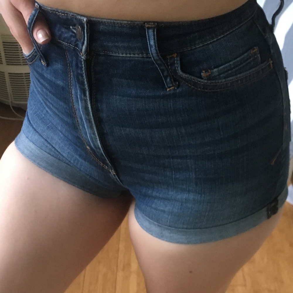 High waisted jean shorts